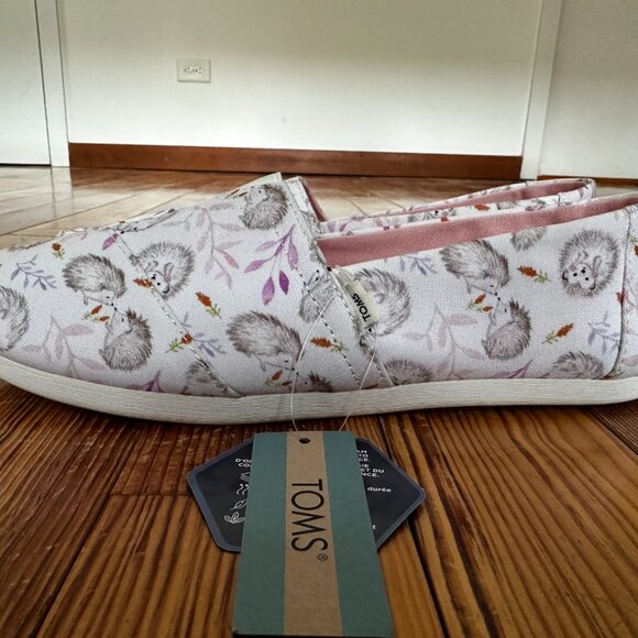 NWT TOMS Women's Size 8.5 White Happy Hedgehogs Alpargata Slip-On Shoes - Picture 6 of 11